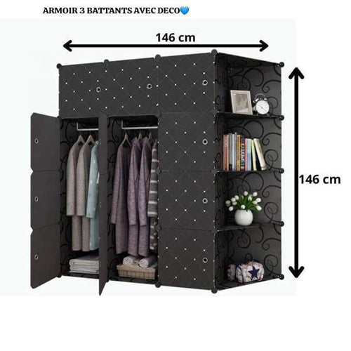 Armoire 3 Battants en plastique avec dèco