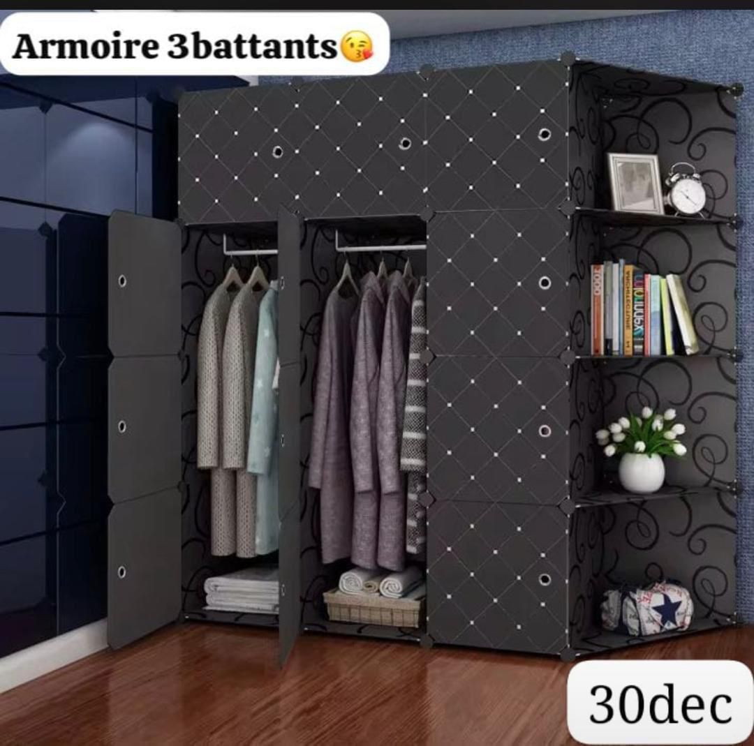 Armoire 3 Battants en plastique avec dèco
