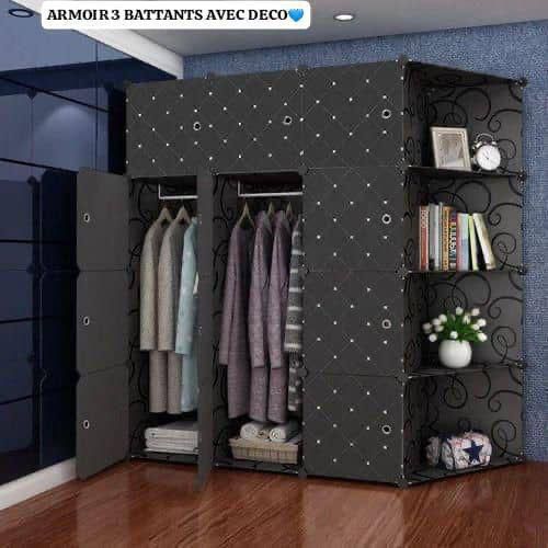 Armoire 3 Battants en plastique avec dèco