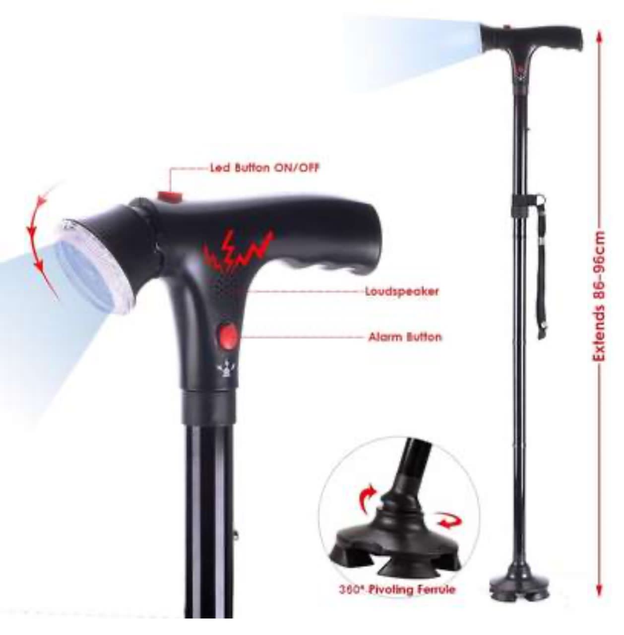 Béquille pliable avec lampe