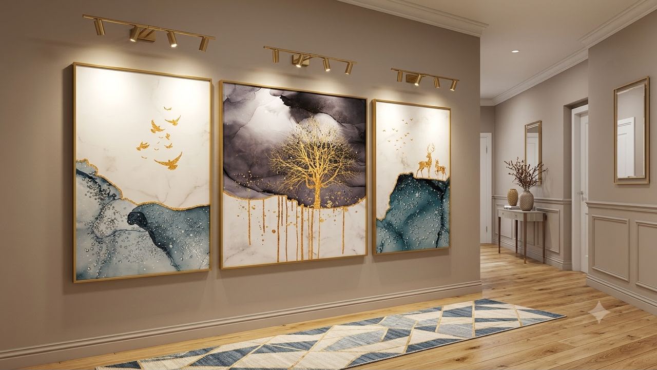 3 tableaux décoratifs en enluminieume