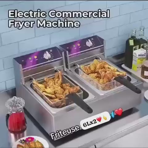 Friteuse électrique 2 compartiments 6l+6l